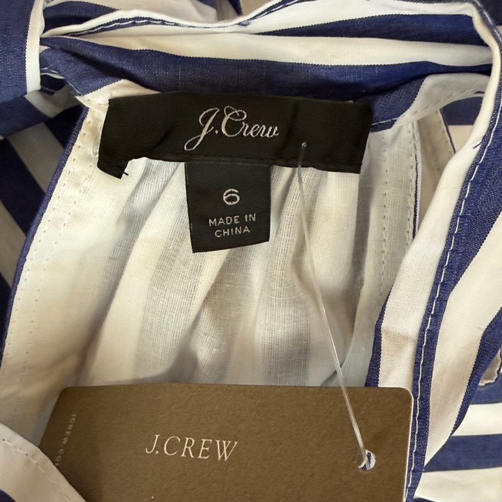 NWT J. Crew Tushar Blue/White Stripe Halter Neck Wide Leg Jumpsuit Size 6 - Picture 3 of 16